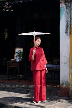 Pháp Phục Hồng Trầm Lụa Tơ Tằm Cao Cấp Nhà Lụa