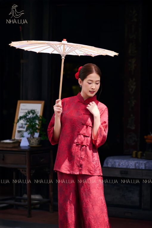 Pháp Phục Hồng Trầm Lụa Tơ Tằm Cao Cấp Nhà Lụa - Ảnh 6