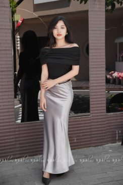 Chân váy lụa Ruby cạp chun Nhà Lụa