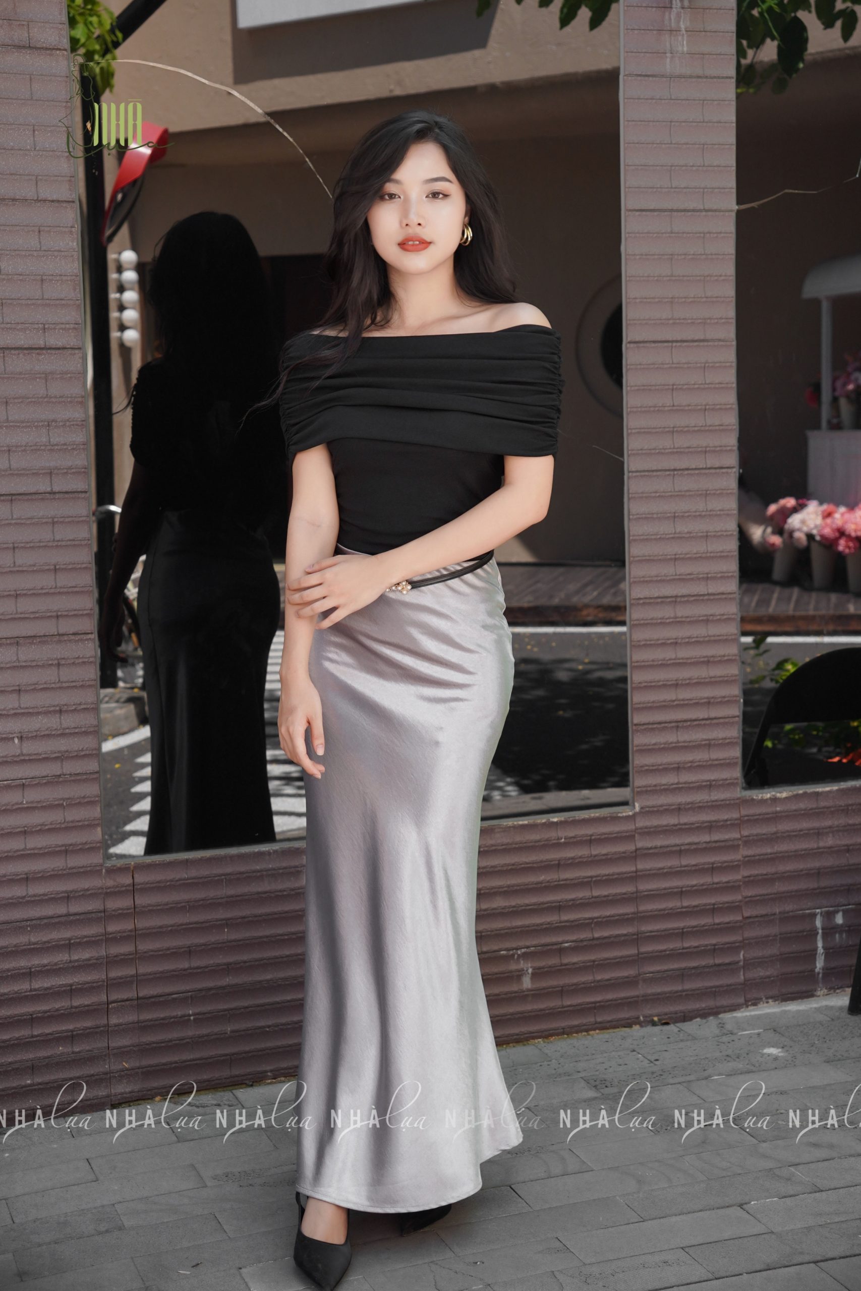 Chân váy lụa Ruby cạp chun Nhà Lụa