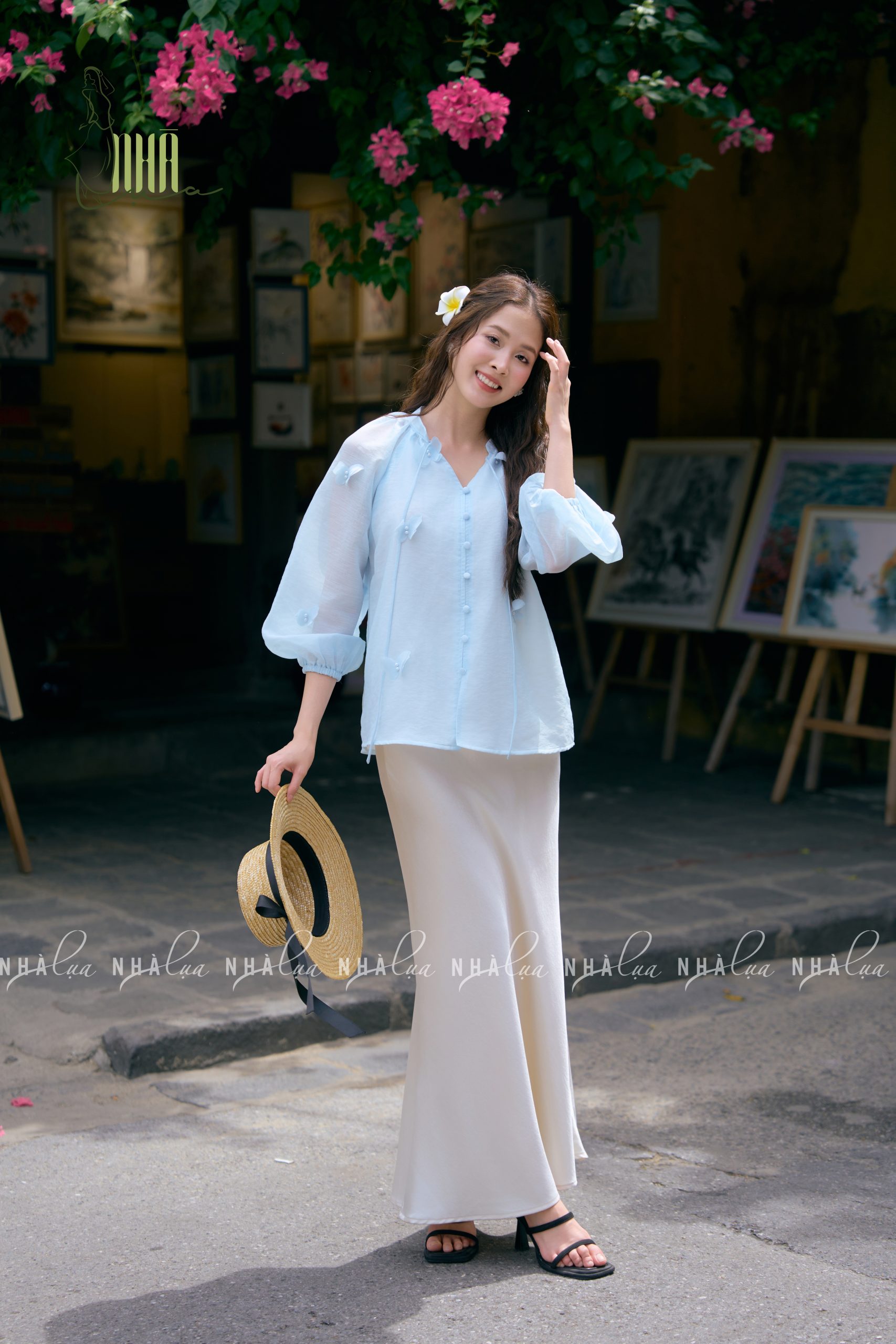 Áo tơ vân hoạ tiết bướm Nhà Lụa - Ảnh 6