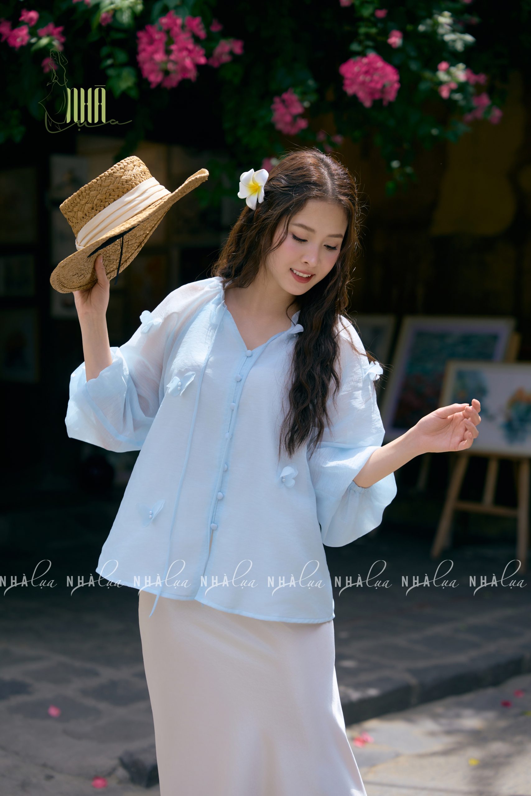 Áo tơ vân hoạ tiết bướm Nhà Lụa - Ảnh 7