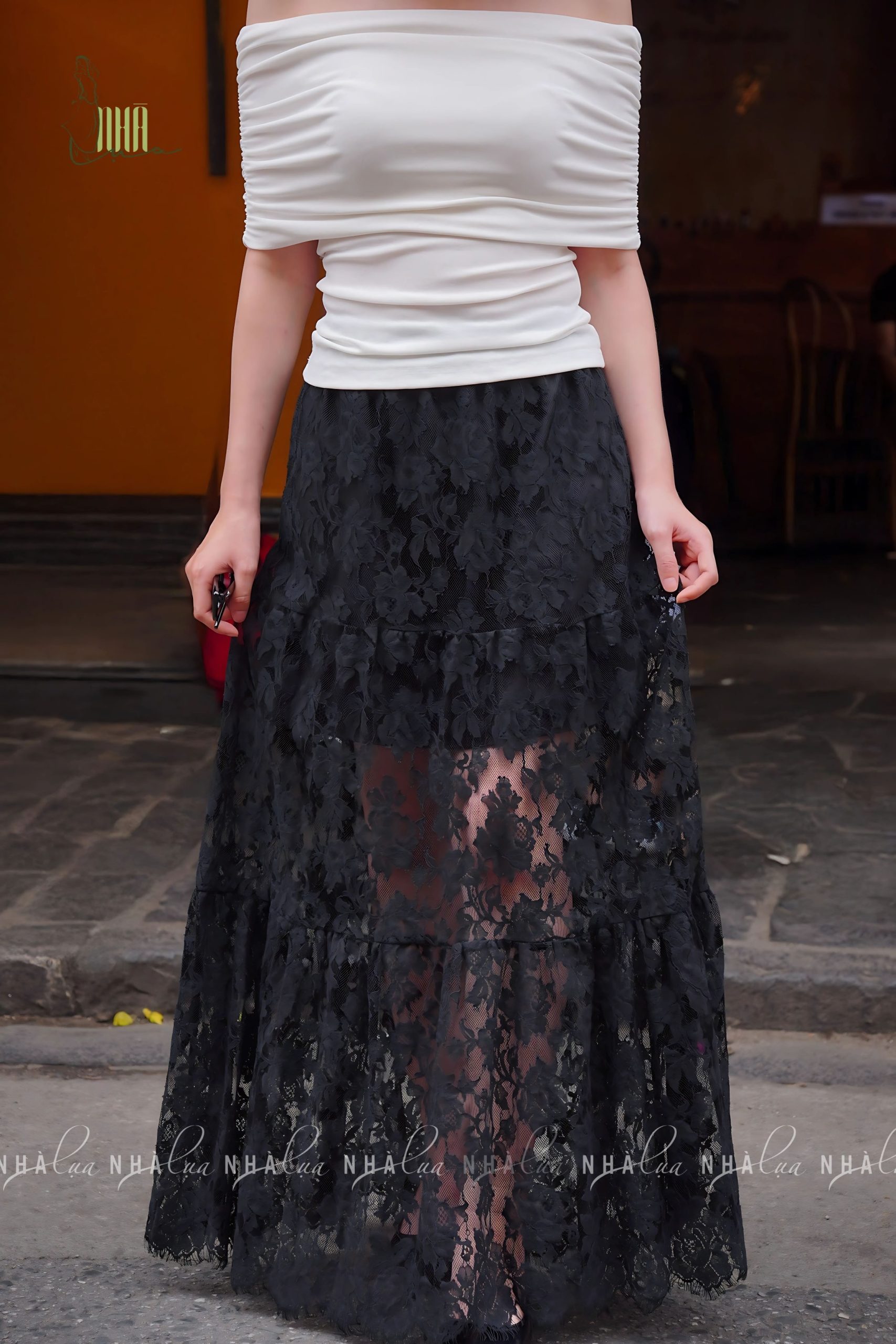 Chân váy ren 2 lớp họa tiết hoa - Ảnh 4