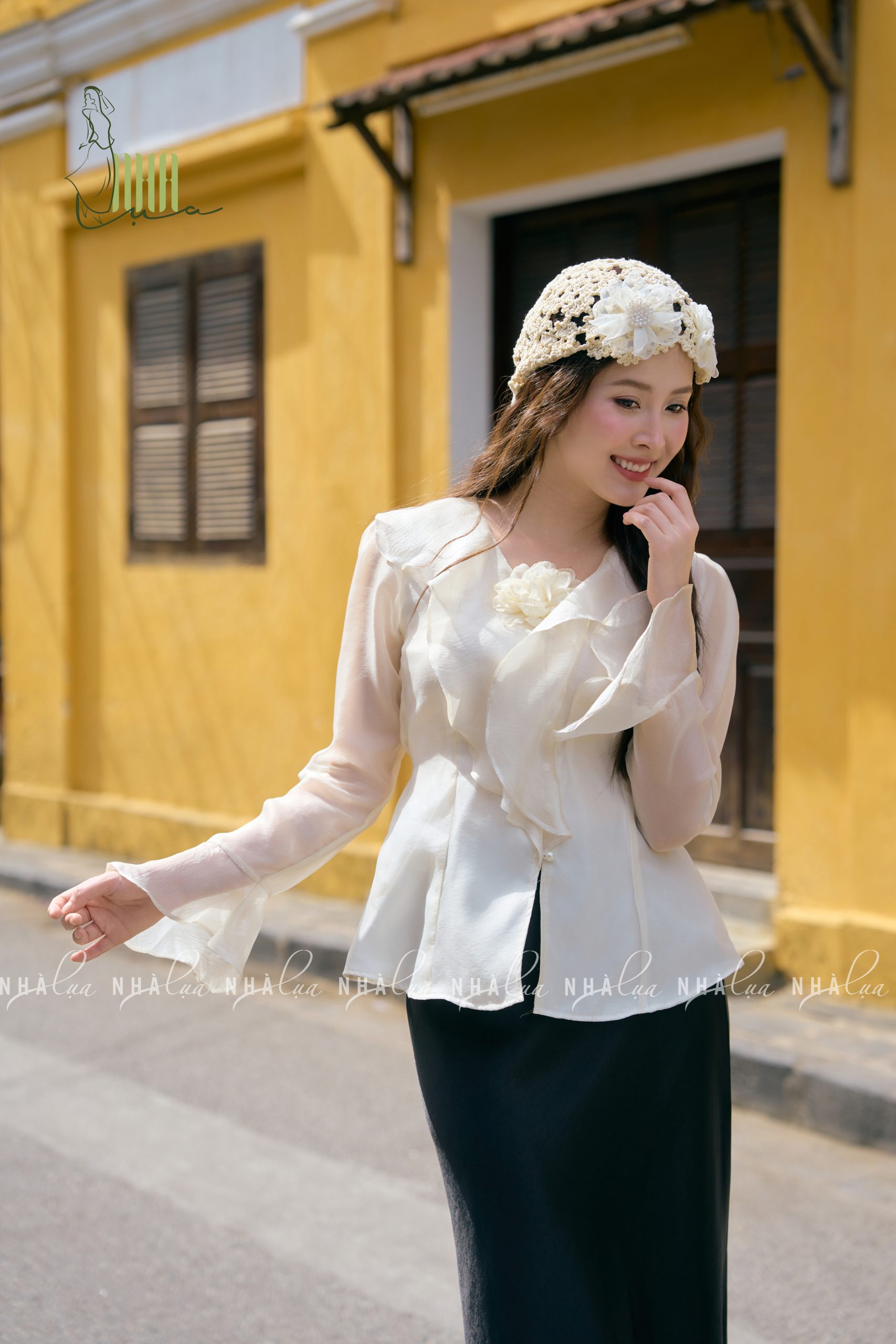 Áo Ngọc Anh chất tơ ngọc trai 2 lớp Nhà Lụa - Ảnh 2