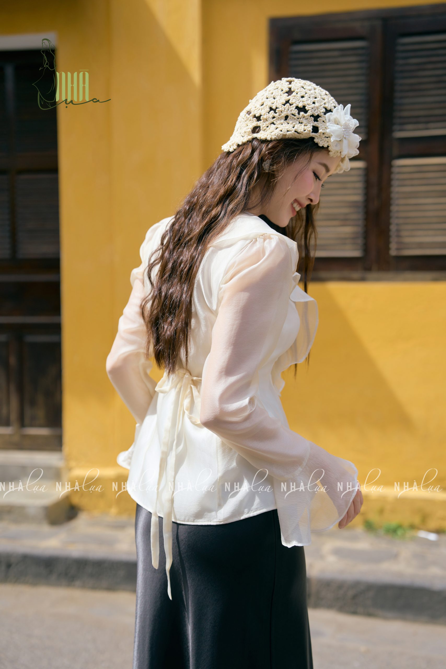 Áo Ngọc Anh chất tơ ngọc trai 2 lớp Nhà Lụa - Ảnh 4