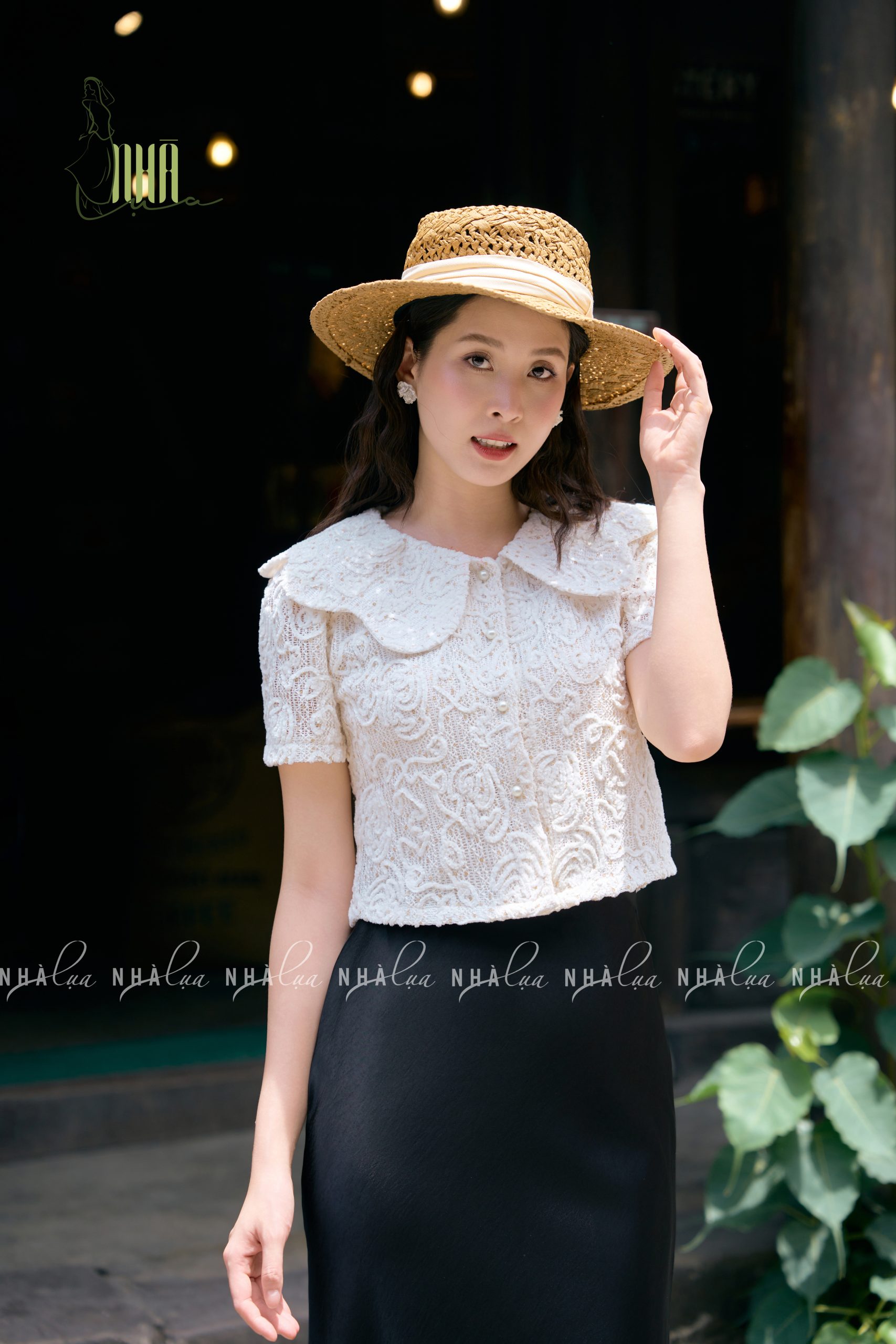 Áo ren cổ sen 2 lớp Nhà Lụa