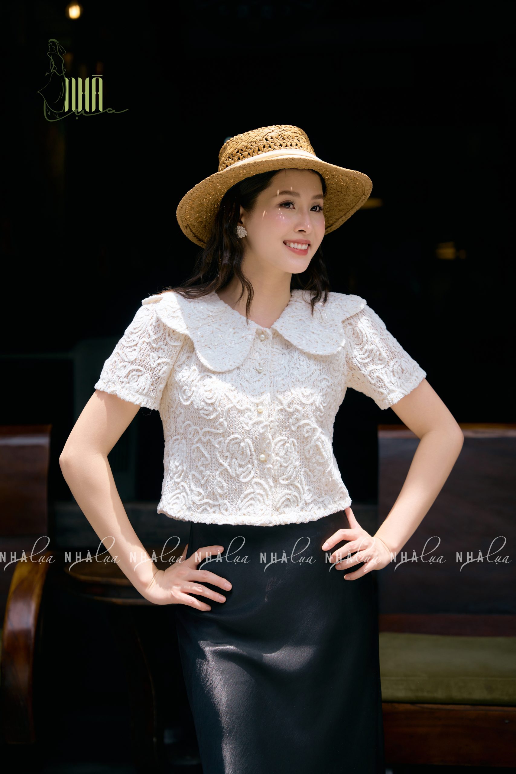 Áo ren cổ sen 2 lớp Nhà Lụa - Ảnh 2