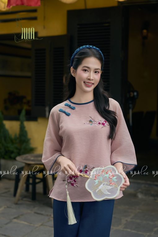 Set Áo Tơ Mềm Thêu Hoa Chim Quần Lụa Sang Trọng Nhà Lụa - Ảnh 5