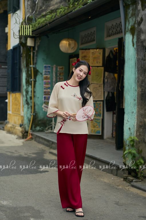 Set Áo Tơ Mềm Thêu Hoa Chim Quần Lụa Sang Trọng Nhà Lụa - Ảnh 7
