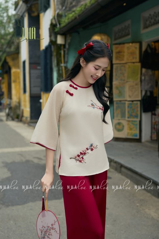 Set Áo Tơ Mềm Thêu Hoa Chim Quần Lụa Sang Trọng Nhà Lụa - Ảnh 9