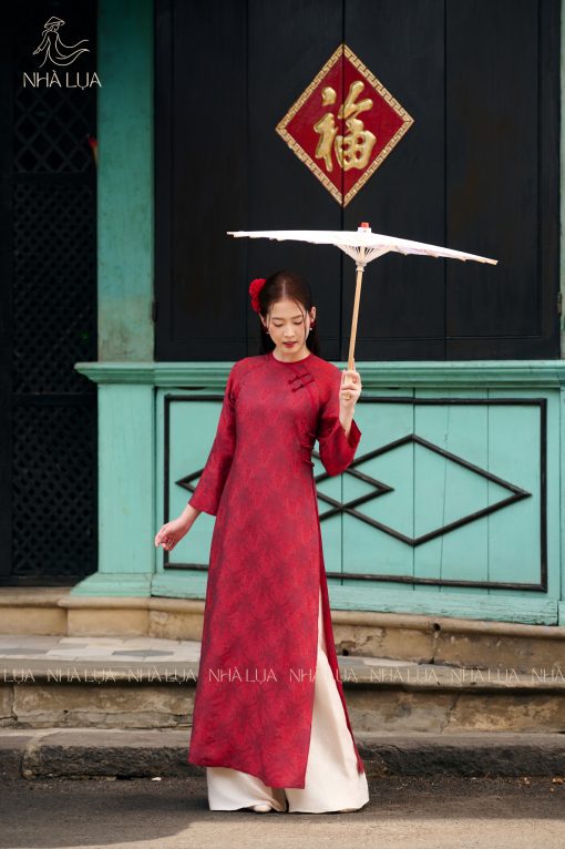 Áo Dài Nguyệt Khuê May Bằng Lụa Tơ Tằm Cao Cấp Nhà Lụa - Ảnh 5