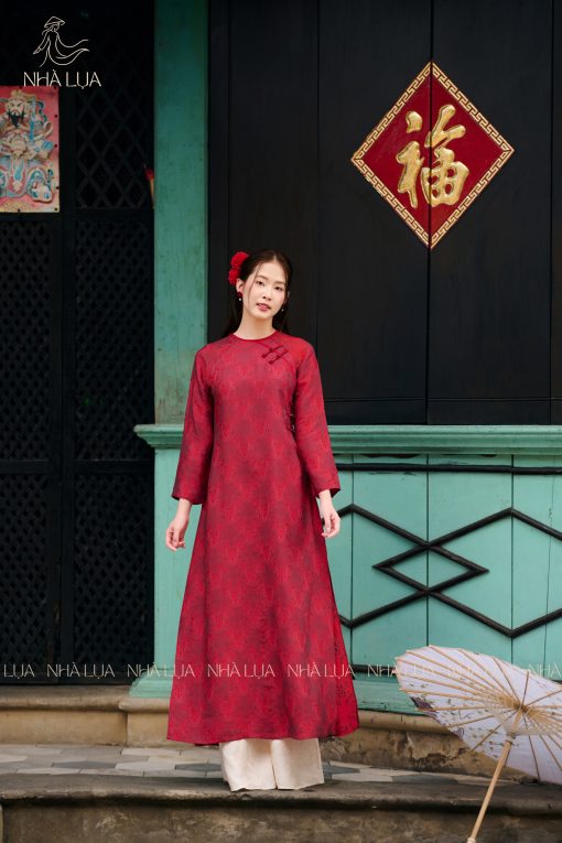 Áo Dài Nguyệt Khuê May Bằng Lụa Tơ Tằm Cao Cấp Nhà Lụa