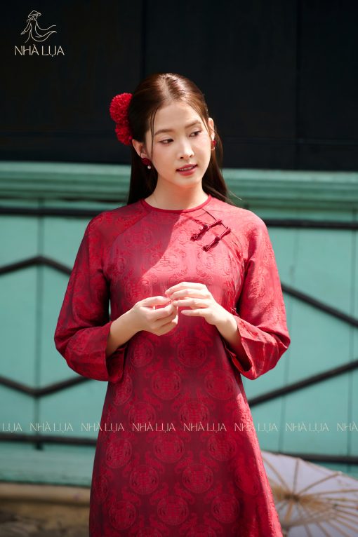 Áo Dài Nguyệt Khuê May Bằng Lụa Tơ Tằm Cao Cấp Nhà Lụa - Ảnh 4