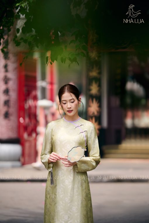Áo Dài Trúc Lam Lụa Tơ Tằm Cao Cấp Nhà Lụa - Ảnh 6