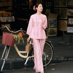 Pháp Phục Bảo Liên Màu Hồng Phấn Nhà Lụa