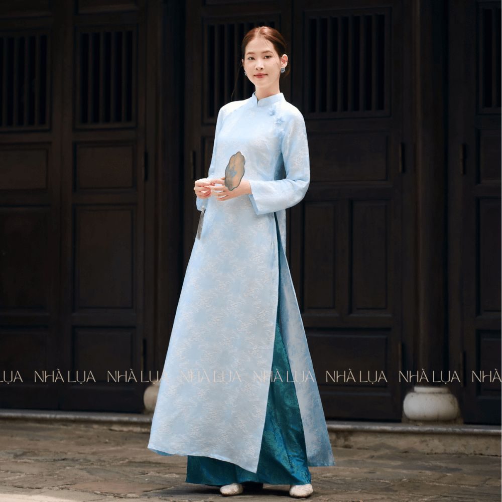 Áo Dài Thanh Khuê Màu Xanh Ngọc Nhà Lụa