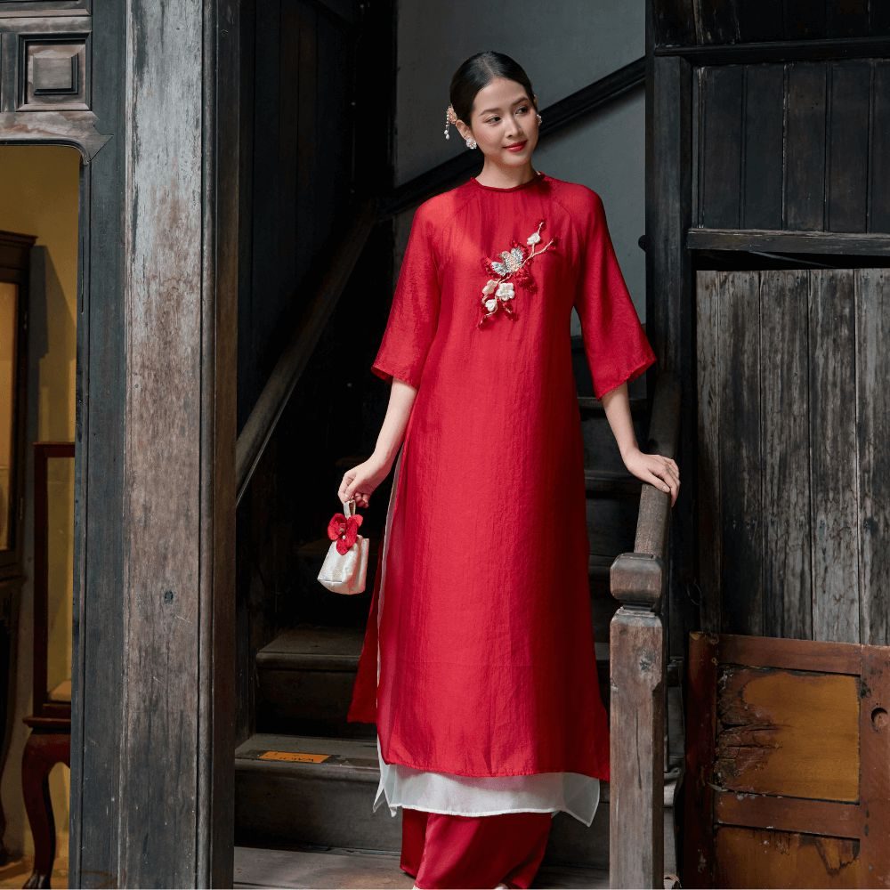 Áo Dài Xuân Nghi Lụa May Lụa Tơ Tằm Nhà Lụa