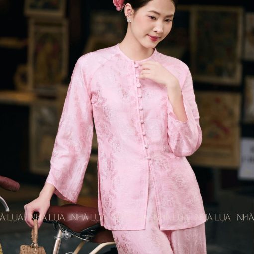 Pháp Phục Bảo Liên Màu Hồng Phấn Nhà Lụa