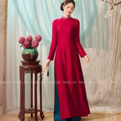 Áo Dài Cẩm Đường Màu Đỏ Nhà Lụa