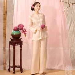 Pháp Phục DIệu An Màu Kem Nhà Lụa