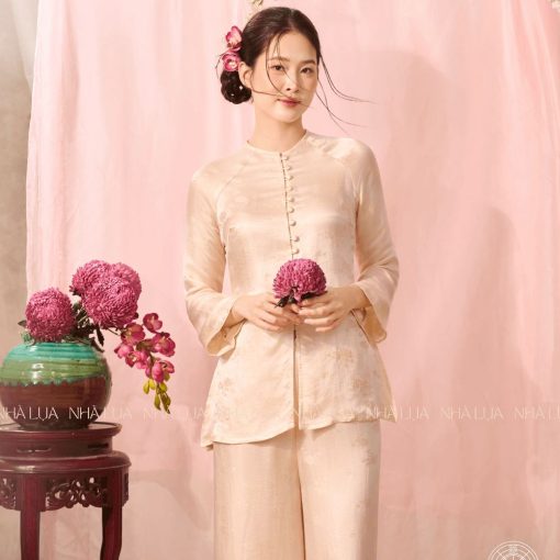 Pháp Phục DIệu An Màu Kem Nhà Lụa