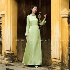 Áo Dài 4 Tà Lục Uyển Màu Xanh Chuối Lụa Tơ Tằm Nha Xá Cao Cấp | Nhà Lụa