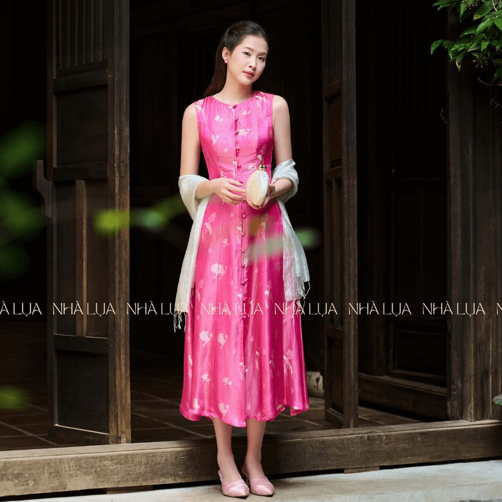 Váy Lụa Thư Ngọc Màu Hồng