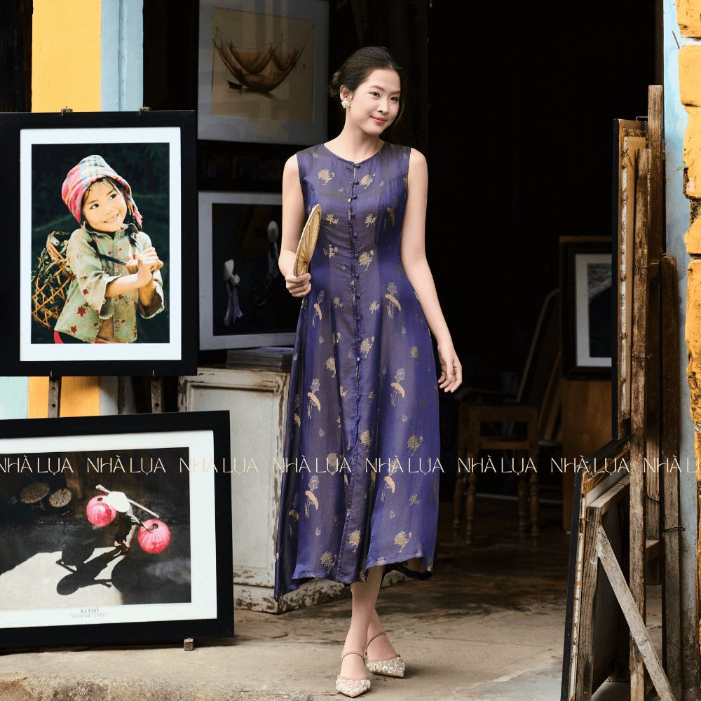 Váy Lụa Thư Ngọc Màu Tím Than