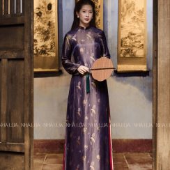 Áo Dài 4 Tà Vĩnh Huyền Màu Tím Than