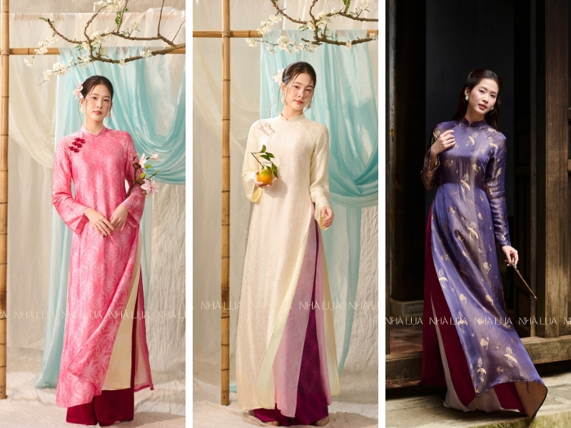 Thiết kế 4 tà giúp từng bước chân trở nên uyển chuyển, mềm mại và bồng bềnh hơn, tôn lên nét duyên dáng thanh thoát của người mặc. 
