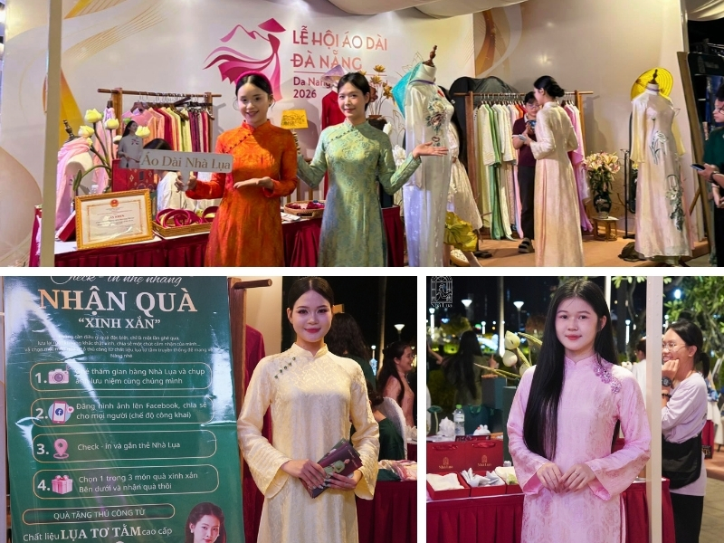 Không gian mua sắm diễn ra tấp nập tại gian hàng Nhà Lụa - Check-in tại Gian Hàng Giảm Ngay 10%