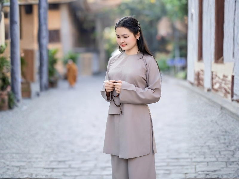 Màu xám trung tính, không thu hút ánh mắt, phù hợp với tinh thần thiền định vô sắc