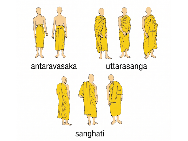 Minh họa ba tấm y chính trong pháp y Nam tông