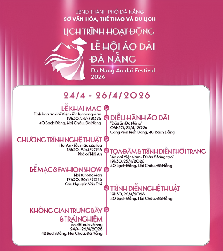 Event schedule for Da Nang Ao Dai Festival