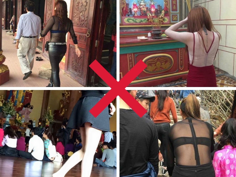 Những trang phục cần tránh, gây phản cảm khi mặc đi chùa