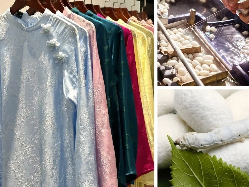Lụa tơ tằm được dệt từ sợi tơ tự nhiên, mang vẻ đẹp sang trọng và cảm giác mặc nhẹ tênh đặc trưng.
