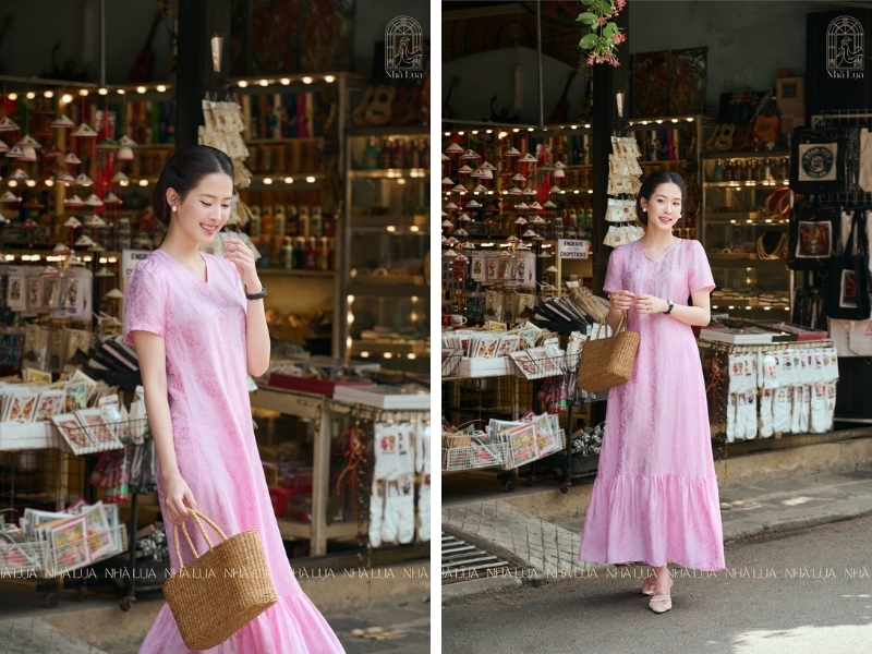 Váy lụa có thể kết hợp thêm nhiều phụ kiện như túi xách, giày cao gót, bông tai.. để tạo thêm điểm nhấn cho bộ trang phục
