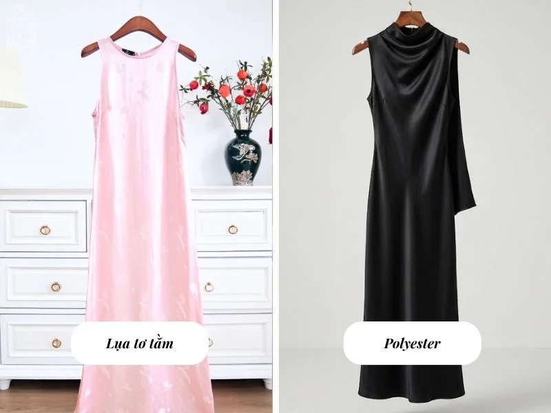 Lụa tơ tằm tự nhiên thì thoáng mát, êm ái, còn polyester thì bí bách, dính dớp mồ hôi gây nóng bức