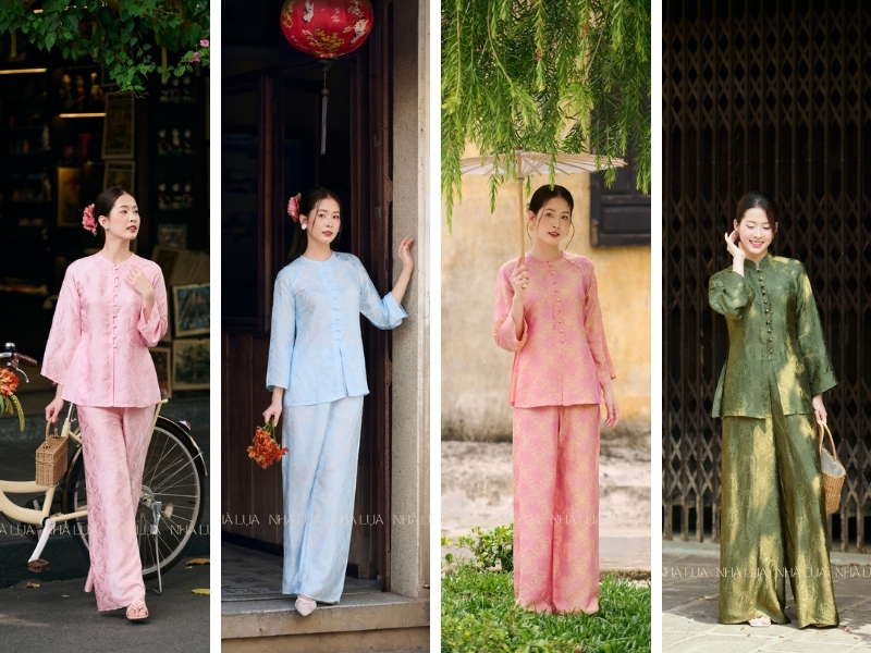 Các thiết kế pháp phục Nhà Lụa làm từ lụa tơ tằm tự nhiên cao cấp, màu sắc và thiết kế đa dạng và trang nhã