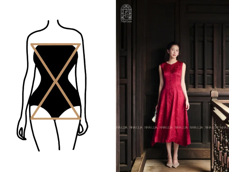 Dáng người đồng hồ cát phù hợp với các dáng váy chiết eo nhẹ