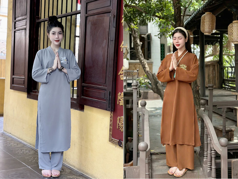 Mẫu áo tràng phật tử nữ phổ biến hiện nay