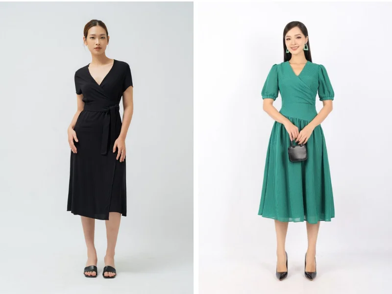 Thiết kế quấn chéo linh hoạt giúp người mặc dễ dàng điều chỉnh độ ôm, mang lại cảm giác thoải mái tối đa.