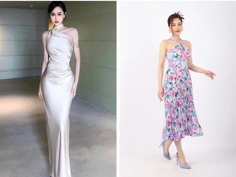 Đầm lụa cổ yếm tạo điểm nhấn quyến rũ, tự tin