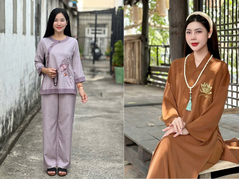 Gợi ý mẫu đồ lam, áo tràng để Nàng có thể sắm cho khóa tu mùa hè.