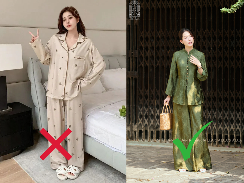 Pháp phục sẽ là trang phục phù hợp nhất, giúp giữ trọn sự trang nghiêm nơi cửa Phật. 
