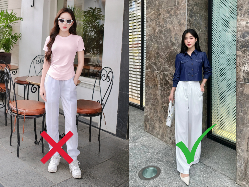 Áo sơ mi và quần vải nhìn tổng thể chỉn chu, kín đáo và rất phù hợp khi vào chùa 