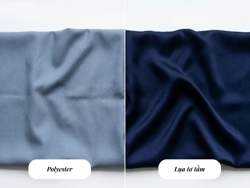 Màu sắc của 2 loại vải polyester và lụa tơ tằm sau nhiều năm sử dụng