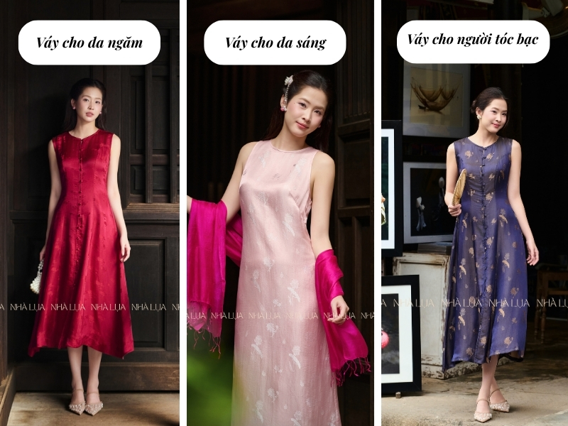 Váy lụa tơ tằm Nhà Lụa có đủ màu sắc hợp với nhiều tone da khác nhau