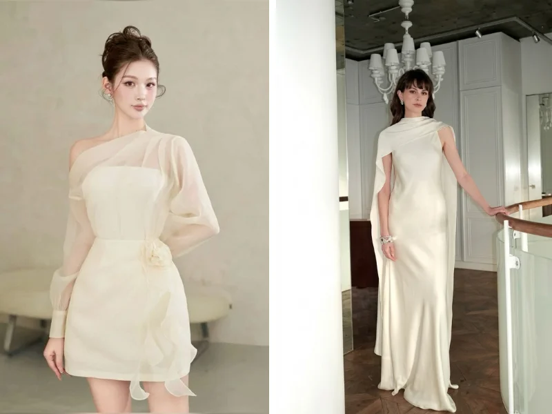 Đầm lụa dự tiệc cưới hay nhà hàng