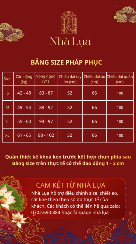 Pháp Phục An Nhã Màu Đỏ Lụa Tơ Tằm Nha Xá Cao Cấp | Nhà Lụa